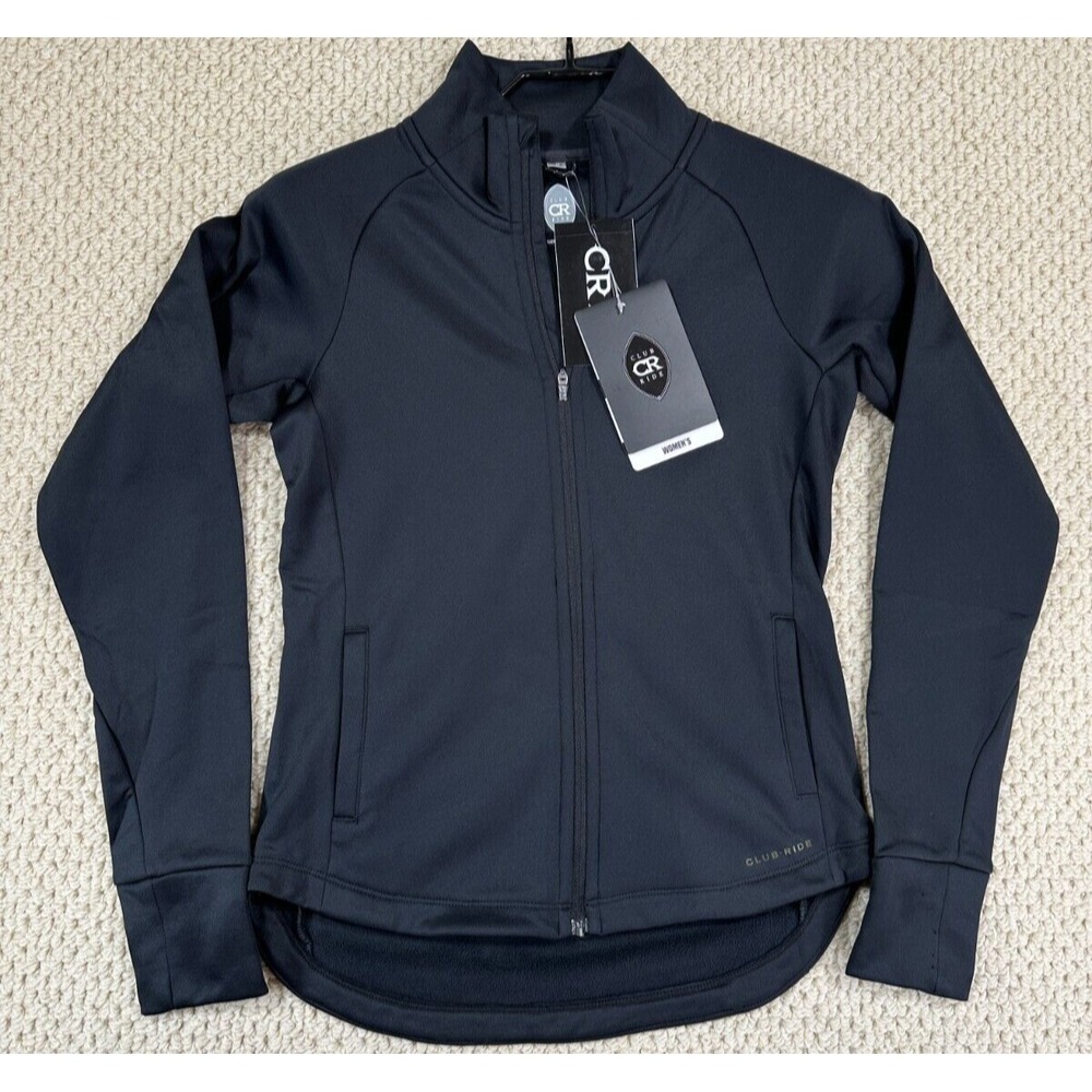 Club Ride Jacket Womens S Black Whirl Track Cycling Long Sleeve Full Zip NEW